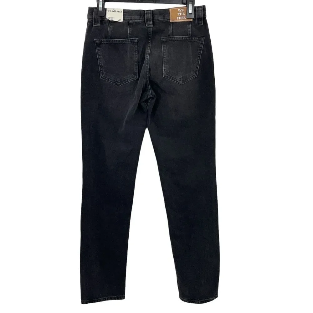 NWT‎ We The Free Jeans Size 25 Free People Black Curvy Siren Low Rise Straight